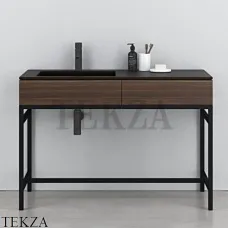 CIELO MILANO Консоль с керамической раковиной и ящиком, Lavagna-черный-Eucalipto