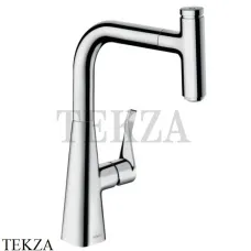 Hansgrohe Metris Select Смеситель для кухни с выдвижной лейкой 14857000, хром глянец