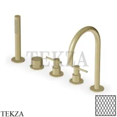 Zucchetti Helm Diagonal Смеситель на борт ванны с гарнитуром ZHL511.XP31G3, brushed british gold PVD