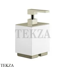 Gessi Rettangolo Дозатор настольный для жидкого мыла или лосьона, белый 20837-720, Nickel PVD