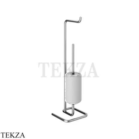 Gessi Goccia Стойка с держателем для туалетной бумаги и ершиком 38067-279, Matte White
