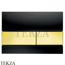TECE Square Панель смыва для унитаза 9240808, стекло черный глянец, клавиши позолоченные
