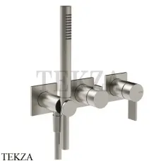 Gessi Inverso RIGATO Смеситель для душа, 2 потока, с гарнитуром, внешняя часть 73536-149, Finox Brushed Nickel