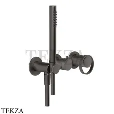 Gessi ANELLO Смеситель для душа на 2 потока, с гарнитуром, внешняя часть 63345-707, Black Metal Brushed