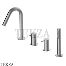 Bossini Nobu Смеситель на борт ванны с гарнитуром INZ228.075, сталь brushed