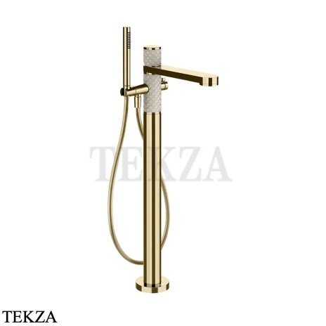 Gessi Pelle Tresse Смеситель для ванны напольный, с гарнитуром, 78228-434, Crème/ Brass PVD