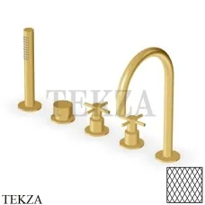 Zucchetti Helm Diagonal Смеситель на борт ванны с гарнитуром ZHM511.XP41G3, brushed gold PVD