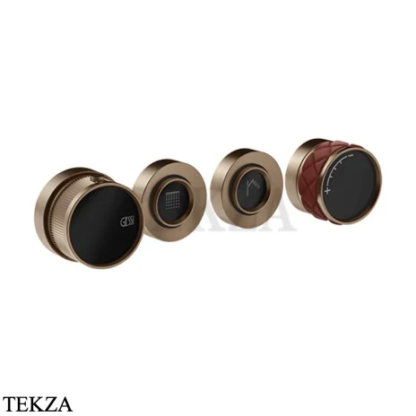 Gessi Pelle Tresse Термостат для душа на 2 потока, внешняя часть, 78234-447, Red Cherry/ Coffee Bronze Br. PVD