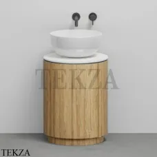 CIELO Arcadia Tiberino Тумба TIMOPE с раковиной белый глянец, слив в стену, Rovere tinto