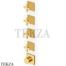 Zucchetti Bellagio Термостат для душа, 4 выхода, внешняя часть ZB1804.C41, brushed gold PVD