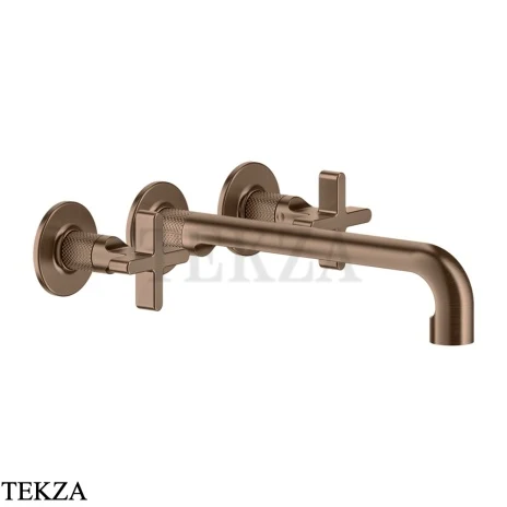 Gessi INCISO+ Смеситель для раковины на 3 отверстия, длинный, внешняя часть 58192-708, Copper Brushed PVD