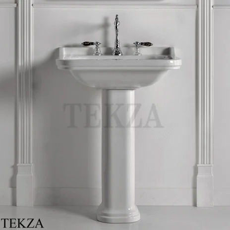 Kerasan Waldorf Раковина на 3 отв., с пьедесталом, 4141K1bi/cr*3, белый глянец-хром