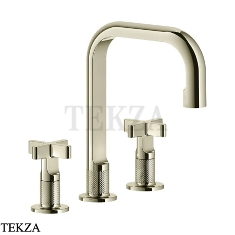Gessi INCISO+ Смеситель для раковины 3 отверстия, средний, с донным клапаном 58113-720, Nickel PVD