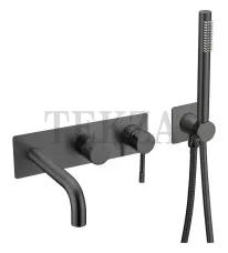 Boheme Uno Смеситель для ванны SET встроенный, с изливом и гарнитуром Uno 464-3-B Black Черный матовый