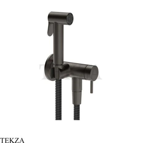Gessi Incastri Гигиенический душ со смесителем, выводом воды и держателем 45230-707, black хром Brush