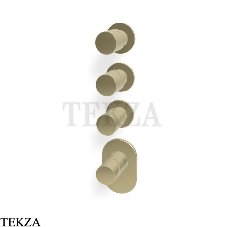 FIMA Carlo Frattini Slide Термостат для душа, 3 потока, внешняя часть F5823X3HS, шампань Brushed