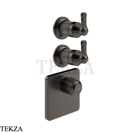 Gessi VENTI20 Термостат для душа, 2 потока, внешняя часть 65202-707, Black Metal Brushed PVD