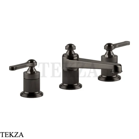 Gessi VENTI20 Смеситель для раковины на 3 отверстия низкий, без донного клапана 65013-707, Black Metal Brushed PVD