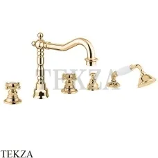 Miglliore Arcadia Смеситель на борт ванны с душевым гарнитуром 18395, золото глянец