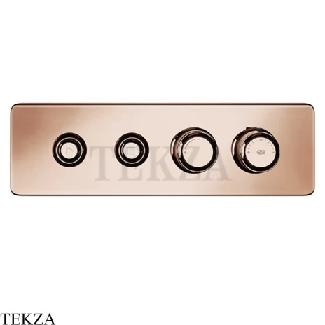 Gessi VENTI20 Термостатический смеситель на 2 потока с кнопками, внешняя часть 65222-030, Copper PVD