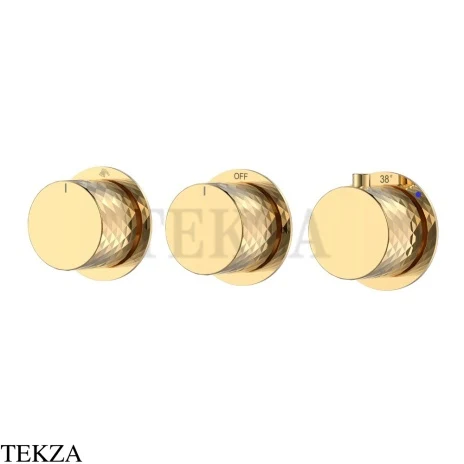 Boheme Stick Diamond Термостат для ванны, 3 потока, 124-T-3-G.1, золото глянец