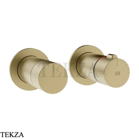 Gessi INCISO SHOWER Термостат для душа на 3 потока, внешняя часть 58138-727, Brushed Brass PVD