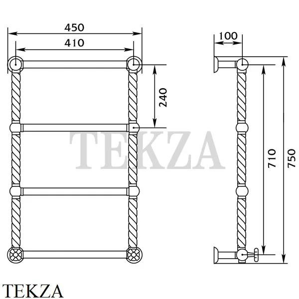 Migliore Edera Полотенцесушитель водяной Н71/79 см 20302, золото глянец