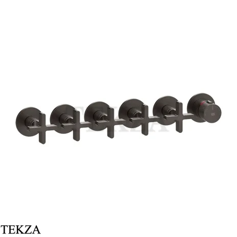 Gessi INCISO SHOWER Термостатический смеситель, 5 потоков, внешняя часть 58440-707, Black Metal Brushed PVD