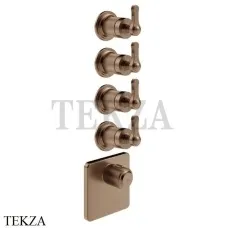 Gessi VENTI20 Термостат для душа, 4 потока, внешняя часть 65210-708, Copper Br. PVD