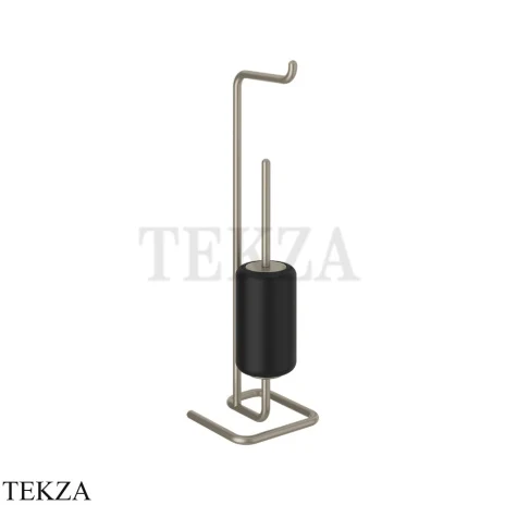 Gessi Goccia Стойка с держателем для туалетной бумаги и ершиком 38068-149, Finox Brushed Nickel