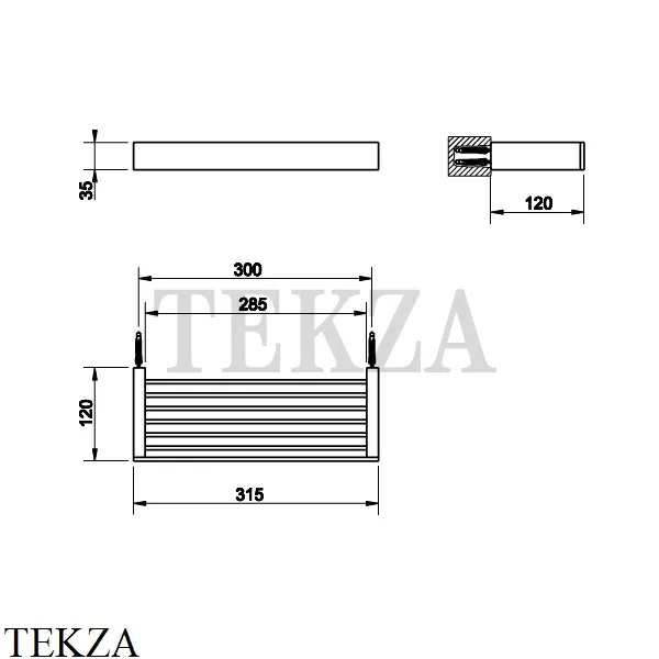 Gessi Rettangolo Решетка-полка в душевую зону 30 см 20947-031, хром глянец