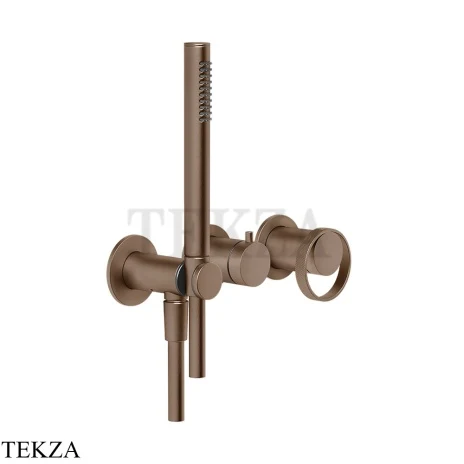 Gessi ANELLO Смеситель для душа на 2 потока, с гарнитуром, внешняя часть 63345-708, Copper Brushed PVD