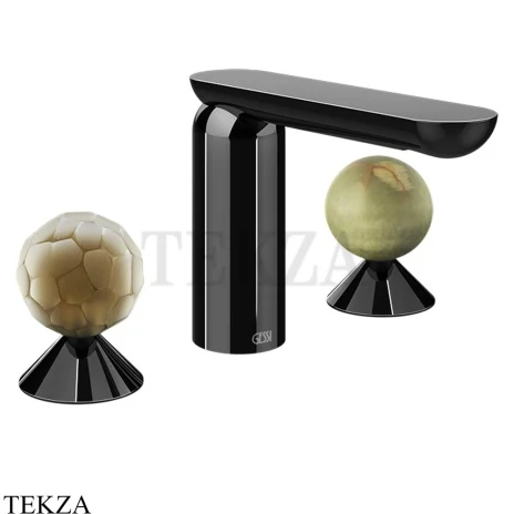 Gessi Perle Смеситель для раковины на 3 отв., без гарнитура 74455-706, black хром глянец