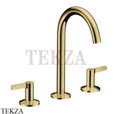 Axor ONE Смеситель для раковины 3 отв. Select 170, гарнитур Push‑Open 48050990, золото глянец