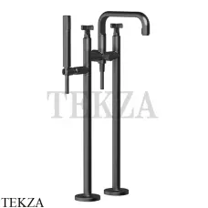 Gessi INCISO+ Смеситель для ванны напольный, с гарнитуром, внешняя часть 58129-707, Black Metal Brushed