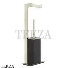 Gessi Rettangolo Стойка напольная с бумагодержателем и ершиком, черный 20934-720, Nickel PVD