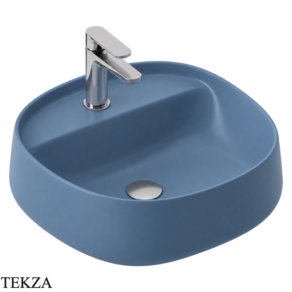 ArtCeram Whisky раковина накладная круглая The.Saniglaze с 1 отверстием WHL001 38 34, Blue Avio матовый