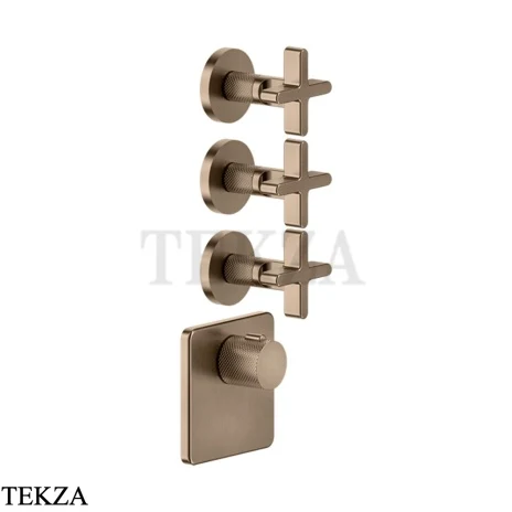 Gessi INCISO WELLNESS Термостат 3 выхода, внешняя часть 58346-761, Coffee Bronze Br. PVD