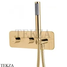 Bossini Teo Термостат для душа 2 потока с гарнитуром, комплект Z005351.043, Золото Satined