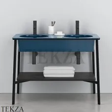 CIELO CATINO DOPPIO Консоль с двойной керамической раковиной, Oltremare-черный