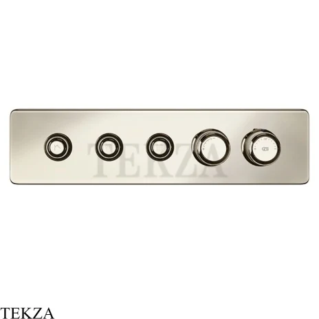 Gessi VENTI20 Термостатический смеситель на 3 потока с кнопками, внешняя часть 65224-720, Nickel PVD