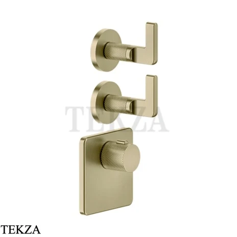 Gessi INCISO WELLNESS Термостат 2 выхода, внешняя часть 58214-727, Brushed Brass PVD