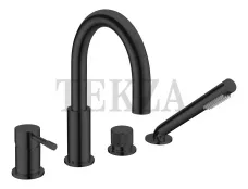 Boheme Uno Смеситель врезной на борт ванны с душевым гарнитуром Uno 460-B Black Черный матовый