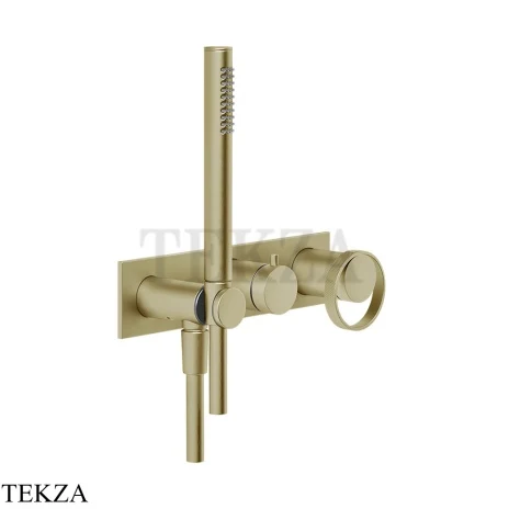Gessi ANELLO Смеситель для душа 2 потока, с гарнитуром, внешняя часть 63343-727, Brushed Brass PVD