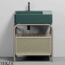 CIELO MARCEL Консоль напольная с ящиком Tinto naturale, раковина Smeraldo