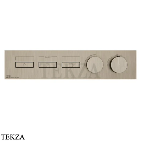 Gessi HI-FI Термостатический смеситель на 3 потока, внешняя часть 63014-149, нерж. сталь Brush / никель Brushed