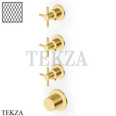 Zucchetti Helm Diagonal Термостат для душа на 3 потока, внешняя часть ZHM803.XP41G3, brushed gold PVD