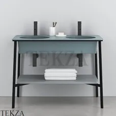 CIELO CATINO DOPPIO Консоль с двойной керамической раковиной, Polvere-черный