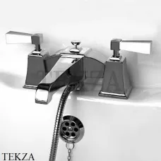 Devon&Devon VIP TIME Смеситель на борт ванны, ручки белый матовый 3VPTIME233BCRBI, хром глянец