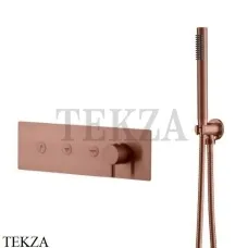 Boheme FUSION Смеситель для душа, 3 потока, с гарнитуром 130-SYS-CB, Copper Brushed